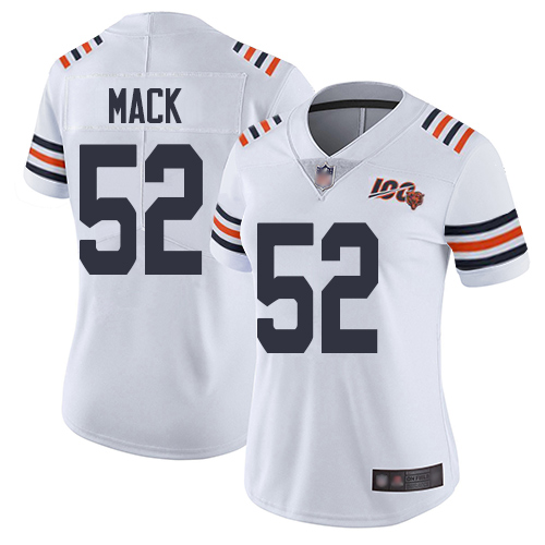 Women Chicago Bears #52 Mack White 100th Anniversary Nike Vapor Untouchable Player NFL Jerseys